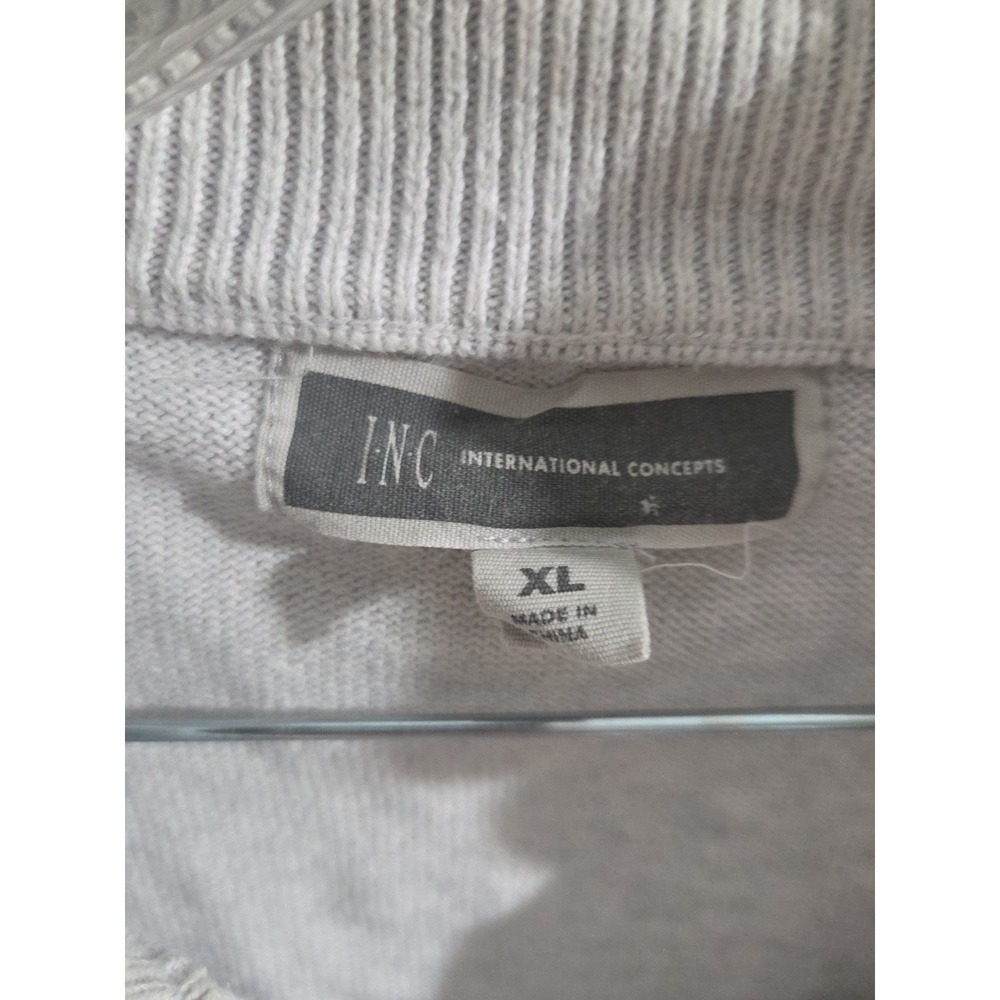 INC. Womens Size Xl Quarter Zip Sweatershirt Light Heather Grey - Picture 2 of 6